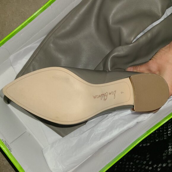 New SAM EDELMAN 7 6.5 Hutton Taupe Grey Leather Over-the-knee OTK Boot - Picture 4 of 5